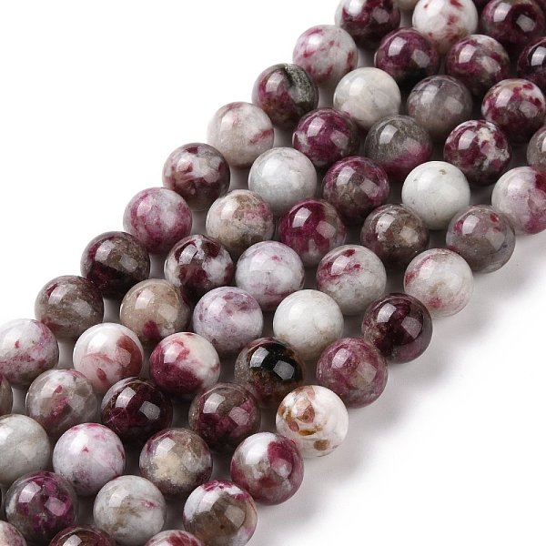 

PandaHall Natural Plum Blossom Tourmaline Beads Strands, Round, 10mm, Hole: 1.2mm, about 40pcs/strand, 15.55''(39.5cm) Tourmaline Round
