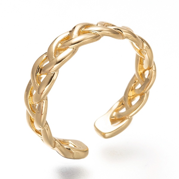 

PandaHall Brass Cuff Rings, Open Rings, Weave, Real 18K Gold Plated, US Size 5, Inner Diameter: 16mm Brass
