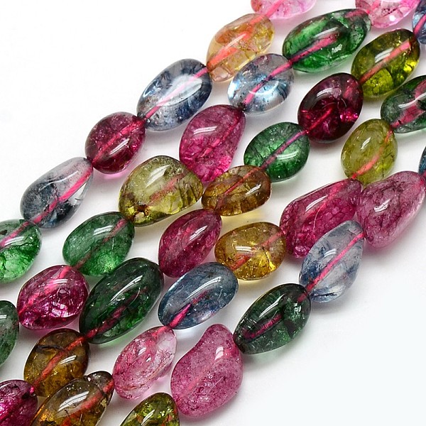 

PandaHall Natural Quartz Crystal Nuggets Beads Strands, Tumbled Stone, Dyed & Heated, Mixed Color, 13~24x10~14mm, Hole: 1mm, about 15.5 inch..., Multicolor