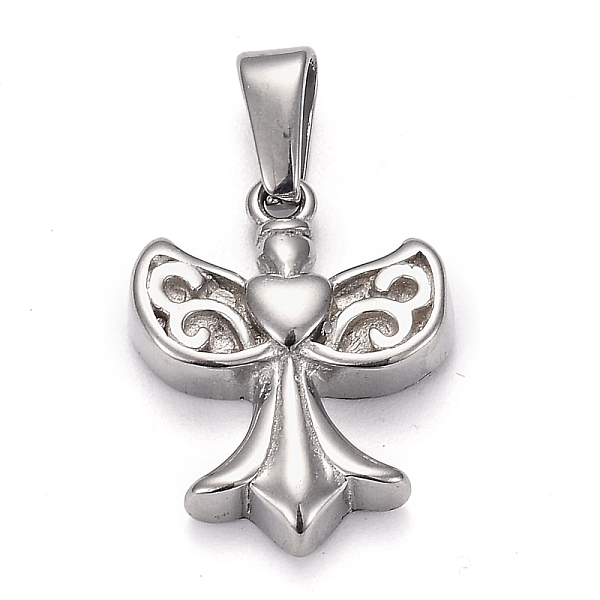 

PandaHall 304 Stainless Steel Pendants, Angel, Stainless Steel Color, 17x13x3.5mm, Hole: 5x2.5mm 304 Stainless Steel Angel & Fairy