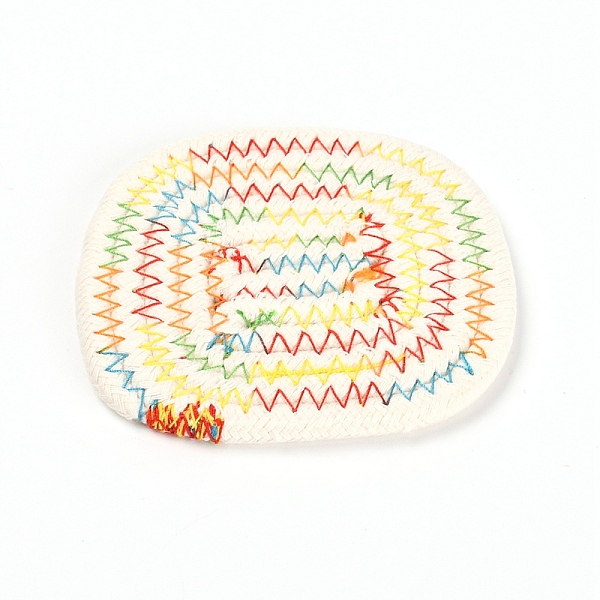 

PandaHall Handmade Cotton Cup Mat, Rectangle, Colorful, 100x105~108x6mm Cotton