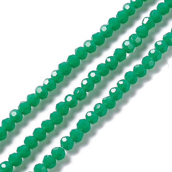 

PandaHall Faceted(32 Facets) Glass Beads Strands, Round, Sea Green, 4mm, Hole: 1mm, about 99~107pcs/strand, 14.09~15.43''(35.8~39.2cm) Glass...