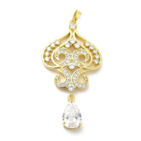 

PandaHall Brass Micro Pave Clear Cubic Zirconia Pendants, with Glass, Teardrop Charm, Real 18K Gold Plated, 52mm, Hole: 5x3mm Brass+Glass...