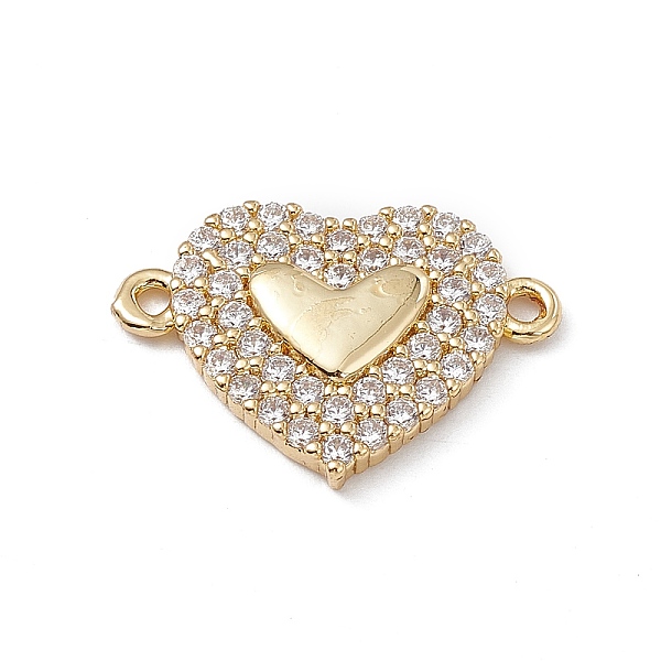 

PandaHall Rack Plating Brass Micro Pave Clear Cubic Zirconia Connector Charms, Lead Free & Cadmium Free, Heart Links, Real 18K Gold Plated...
