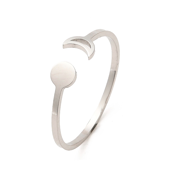 

PandaHall 304 Stainless Steel Open Cuff Rings, Sun & Moon, Stainless Steel Color, US Size 8(18.1mm) 304 Stainless Steel Sun