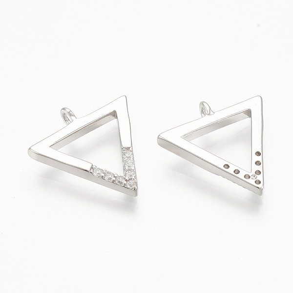 

PandaHall Brass Micro Pave Cubic Zirconia Charms, Triangle, Nickel Free, Real Platinum Plated, 12.5x12x1.5mm, Hole: 1mm Brass+Cubic Zirconia..., Clear