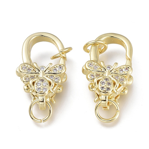 

PandaHall Brass Micro Pave Clear Cubic Zirconia Lobster Claw Clasps, with Jump Rings, Long-Lasting Plated, Insects, Real 18K Gold Plated...