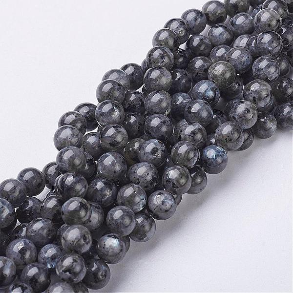 

PandaHall Natural Larvikite Beads Strands, Round, about 8mm, Hole: 1mm, about 47~49pcs/strand, 15.5 inch Larvikite Round Gray