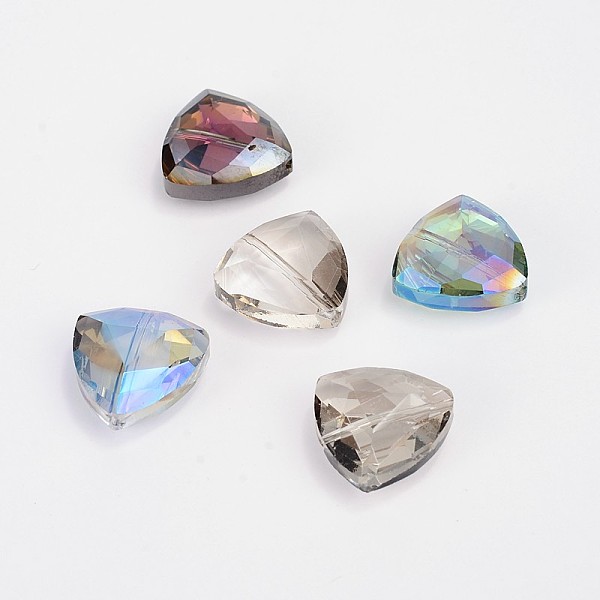 

PandaHall Electroplate Crystal Glass Triangle Beads, Faceted, Color Plated, Mixed Color, 18x18x9mm, Hole: 1mm Glass Triangle Multicolor