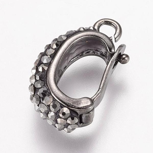 

PandaHall Brass Enhancer Shortener Bails, Hinged Pendant Bails , with Polymer Clay Rhinestone, Oval, Gunmetal, 21x6x11.5mm, Hole: 2mm Brass