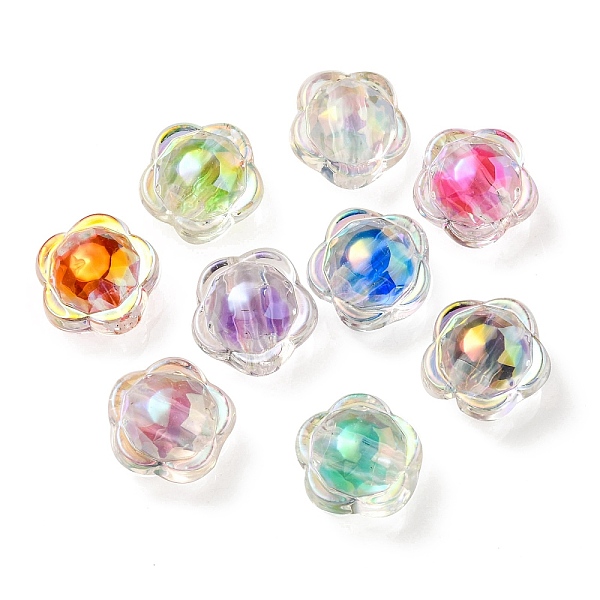

PandaHall UV Plating Rainbow Iridescent Acrylic Beads, Two Tone Bead in Bead, Flower, Mixed Color, 12x12.5x8.5mm, Hole: 2.5mm Acrylic Flower..., Multicolor