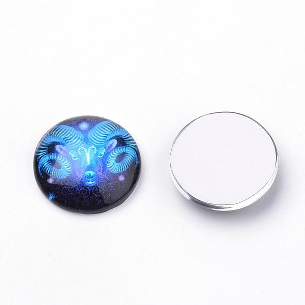 

PandaHall Flatback Glass Cabochons for DIY Projects, Constellation/Zodiac Sign Pattern, Dome/Half Round, Rosy Brown, 25x6mm Glass...