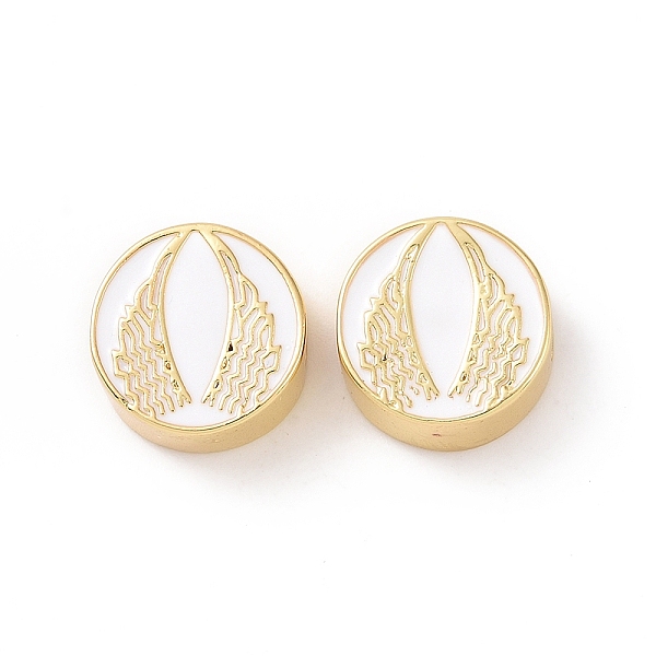 

PandaHall Brass Enamel Beads, Cadmium Free & Lead Free, Long-Lasting Plated, Real 18K Gold Plated, Flat Round with Wing, White, 12x5.5mm...