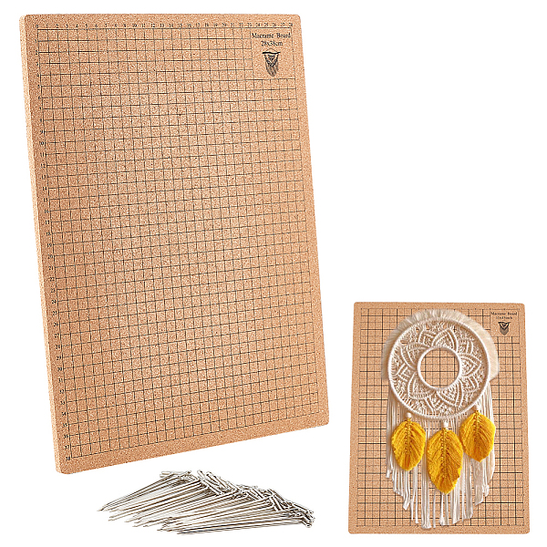

PandaHall Knitting Tools, including 1Pc Cork Crochet Blocking Board and 50Pcs Iron T Pins, Tan, Board: 40.7x30.6x1cm, Pins: 51x13.5x1.1mm..., Orange