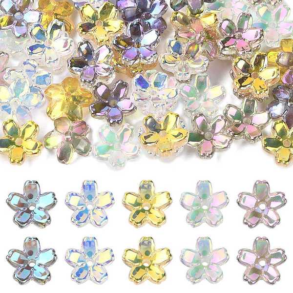 70 capuchon de perle en verre électrolytique transparent de 5 couleurs