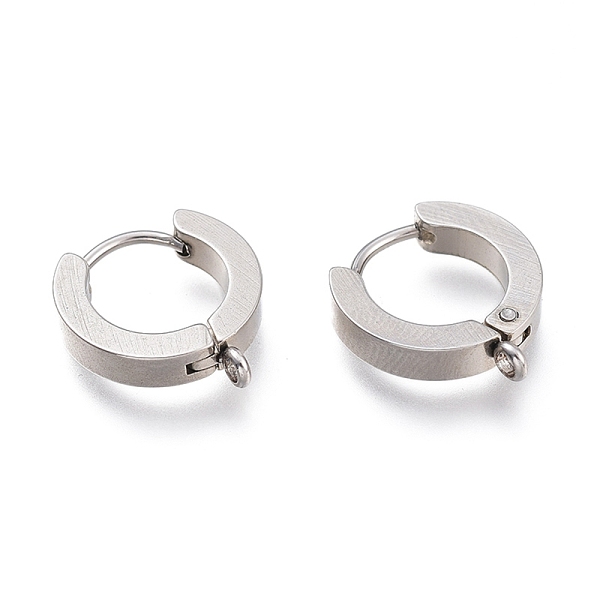 

PandaHall 304 Stainless Steel Huggie Hoop Earrings Findings, with Vertical Loop, Ring, Stainless Steel Color, 15.5x14x3mm, Hole: 1.6mm, Pin...