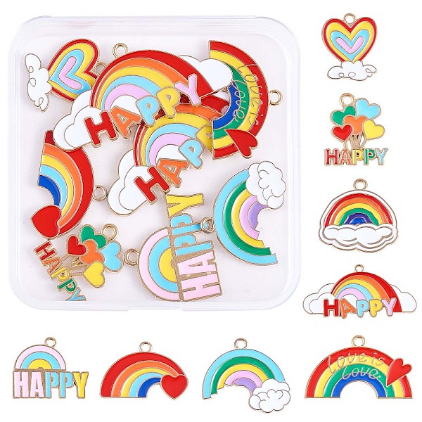 

PandaHall 16Pcs Alloy Rainbow Enamel Pendant, Assorted Gold Plated Enamel Pendants Mixed Shape Charm for Jewelry Necklace Bracelet Earring...