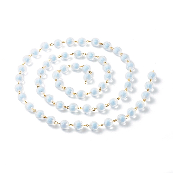 

PandaHall Autumn Theme Handmade Link Chains, with Transparent Frosted Acrylic Pumpkin Beads , Cornflower Blue, 11mm Acrylic