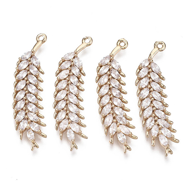 

PandaHall Autumn Theme Brass Micro Pave Cubic Zirconia Pendants, Long-Lasting Plated, Ear of Wheat Charms, Light Gold, Clear, 33x10x3mm...