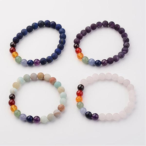 

PandaHall Natural Gemstone Beads Stretch Bracelets, Round, 53mm(2-5/64 inch) Mixed Stone