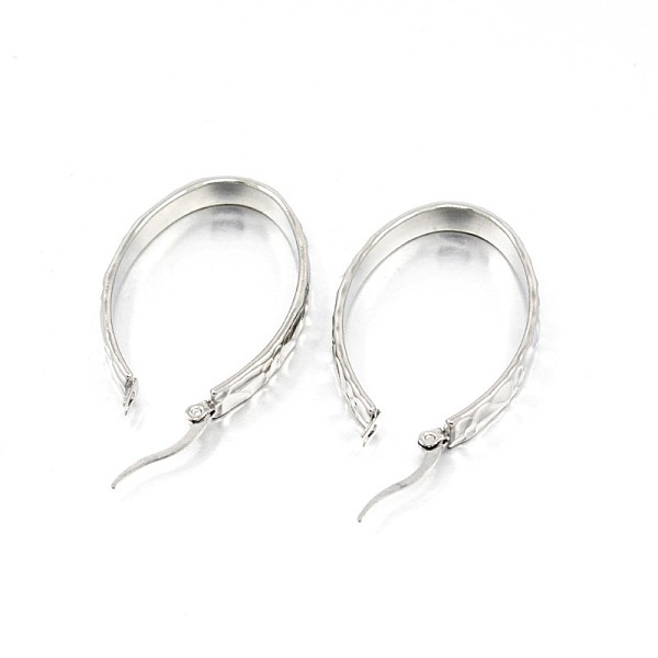 

PandaHall 304 Stainless Steel Hoop Earrings, Hypoallergenic Earrings, Oval, Stainless Steel Color, 38x25x4.5mm, Pin: 1.2x0.5mm 304 Stainless...