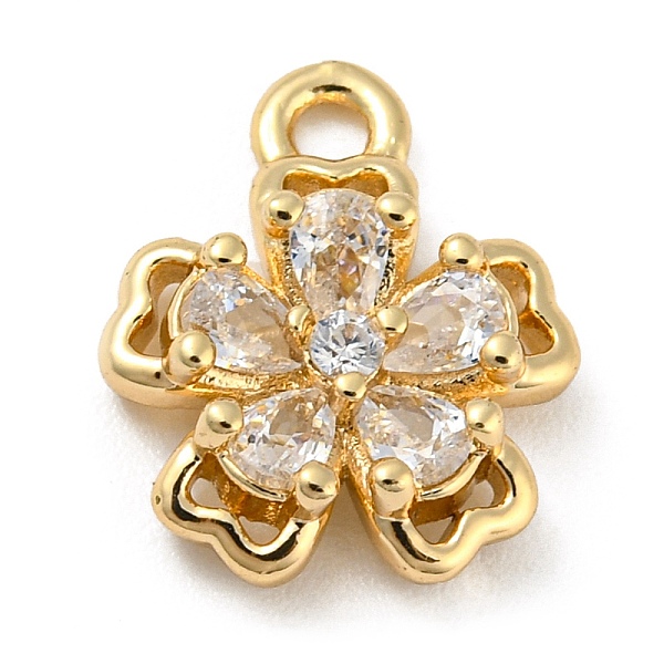 

PandaHall Brass with Clear Cubic Zirconia Charms, Light Gold, Flower, 12x10x3mm, Hole: 1.4mm Brass+Cubic Zirconia Flower Clear