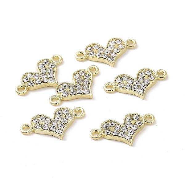 

PandaHall Alloy Crystal Rhinestone Connector Charms, Heart Links, Cadmium Free & Lead Free, Light Gold, 12x21.5x2mm, Hole: 1.6mm..., Clear