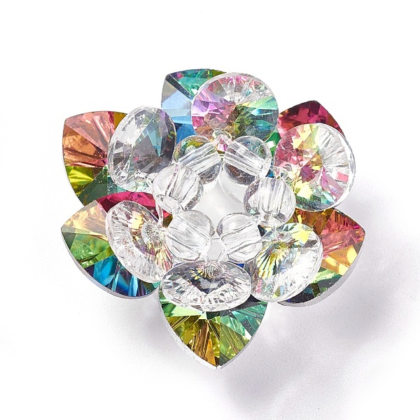 

PandaHall Glass Woven Beads, Cluster Beads, Lotus, Colorful, 25~28x14mm, Hole: 5mm Glass Flower