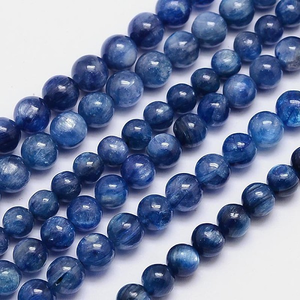 

PandaHall Natural Kyanite/Cyanite/Disthene Quartz Round Bead Strands, Grade AA, 6mm, Hole: 1mm, about 66pcs/strand, 15.5 inch Kyanite Round