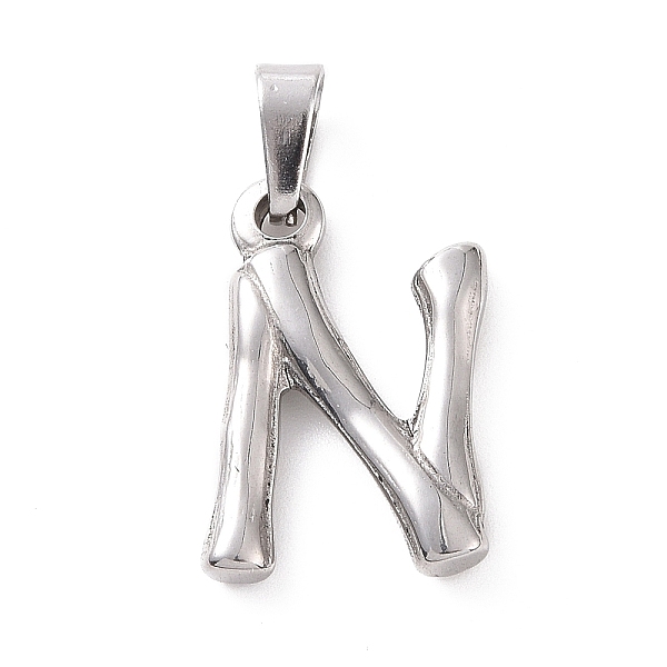 

PandaHall 304 Stainless Steel Pendants, Bamboo Style, Stainless Steel Color, Letter.N, 19x13x3mm, Hole: 3x7mm 304 Stainless Steel Letter N
