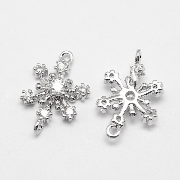 

PandaHall Flower Brass Micro Pave Grade AAA Cubic Zirconia Links, Cadmium Free & Nickel Free & Lead Free, Real Platinum Plated, 15x10x3mm...