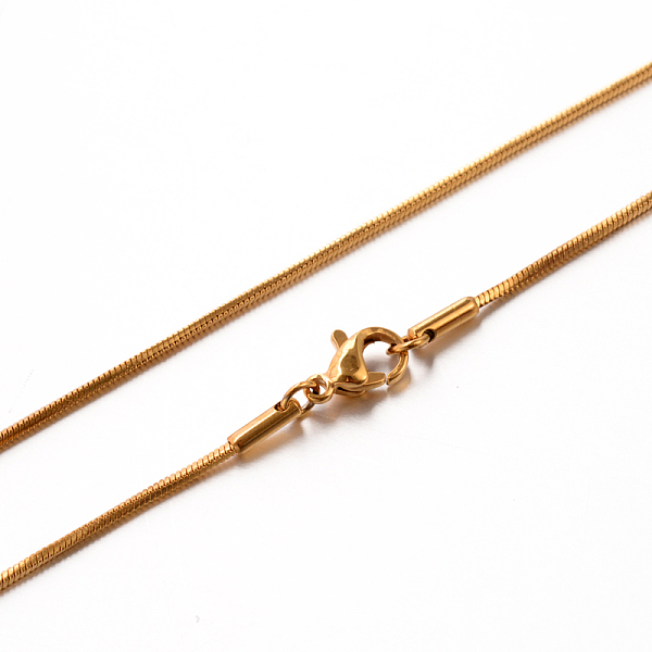 

PandaHall Vacuum Plating 304 Stainless Steel Snake Chain Necklaces, Golden, 17.7 inch(45cm), 0.9mm 304 Stainless Steel