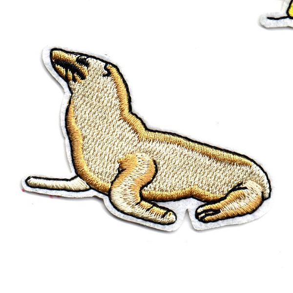 PandaHall Computerized Embroidery Cloth Iron on/Sew on Patches, Costume Accessories, Appliques, Sea Lion, Blanched Almond, 40x65mm Cloth...