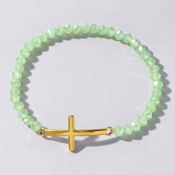 

PandaHall Cross with Class Bead Bracelet for Women Glass