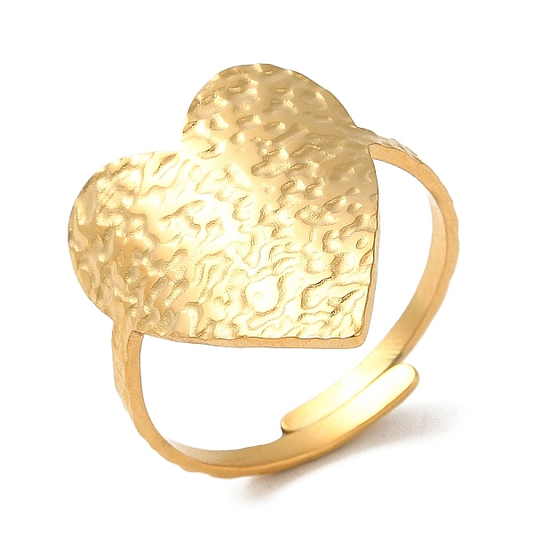 

PandaHall 304 Stainless Steel Finger Rings, Adjustable Ring for Women, Golden, Heart, 2mm, Inner Diameter: 18mm 304 Stainless Steel Heart