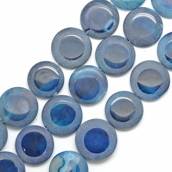 

PandaHall Natural Agate Beads Strand, Half Frosted, Dyed, Flat Round, Marine Blue, 24~27x5~7.5mm, Hole: 2.5mm, about 15pcs/strand, 15.5 inch...