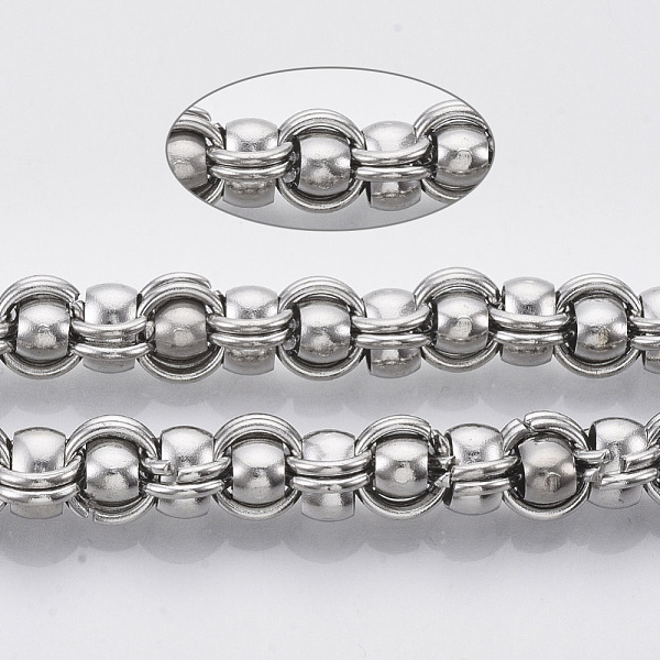

PandaHall 304 Stainless Steel Ball Chains, with Spool, Stainless Steel Color, link 1: 7x5x3.5mm, link 2: 8x1mm, about 16.4 Feet(5m)/roll 304...