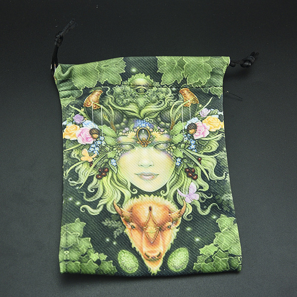 

PandaHall Double-Sided Printed Velvet Tarot Cards Storage Drawstring Bags, Tarot Desk Storage Holder with Tarot Theme Pattern, Green...