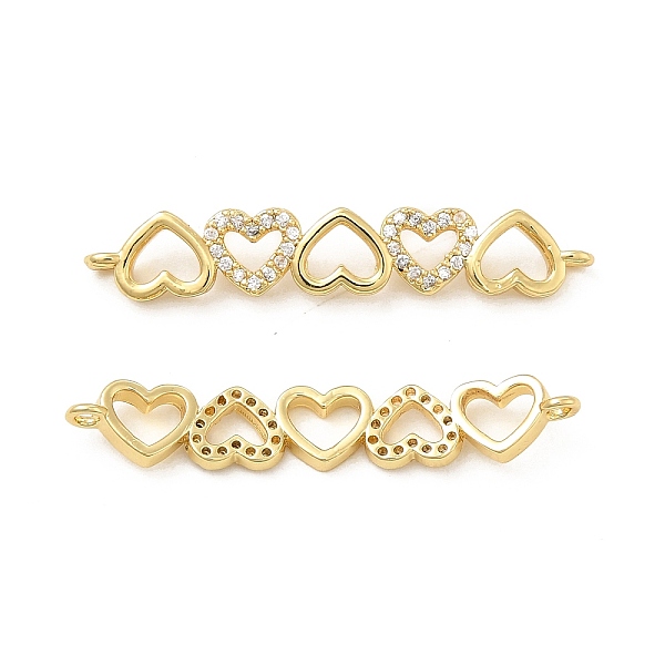 

PandaHall Brass Micro Pave Clear Cubic Zirconia Connector Charms, 5 Heart Links, Real 18K Gold Plated, 6x34x3mm, Hole: 1.2mm Brass+Cubic...