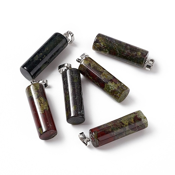 

PandaHall Natural Dragon Blood Pendants, with Platinum Tone Brass Findings, Column Charm, 27x8mm, Hole: 6x3.2mm Dragon Blood Column