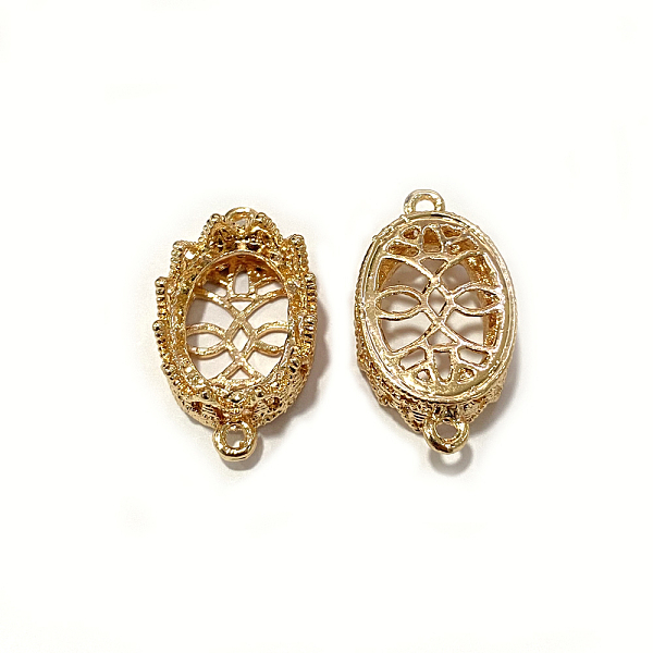 

PandaHall Alloy Cabochons Connector Settings, Oval, Light Gold, 28x15.5x7mm, Hole: 2mm, Tray: 13x18mm Alloy Oval