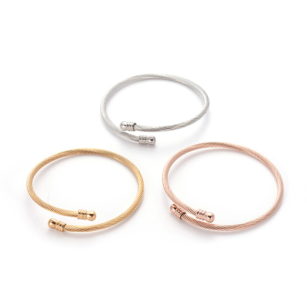 

PandaHall 304 Stainless Steel Torque Bangle Sets, Cuff Bangle Sets, Mixed Color, 2-1/4 inch(5.6cm), 3pcs/set 304 Stainless Steel Multicolor