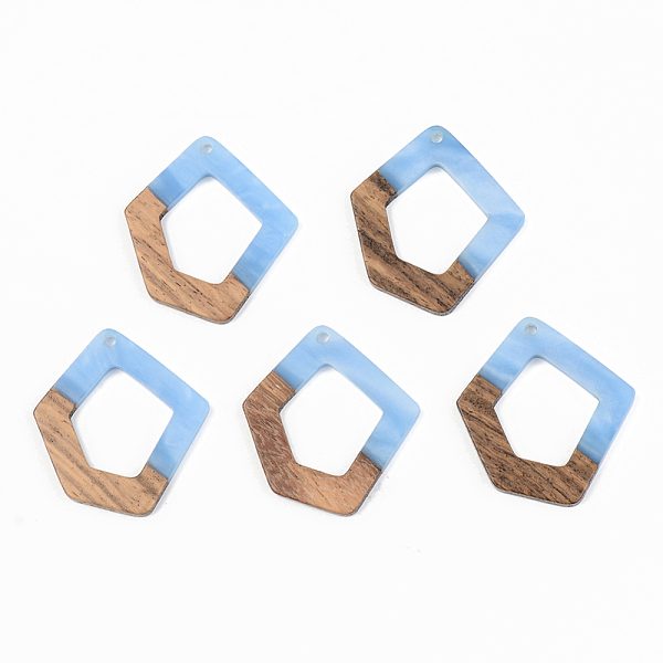 

PandaHall Resin & Walnut Wood Pendants, Polygon, Mixed Color, 35x31x3mm, Hole: 2mm Resin+Wood Polygon Multicolor