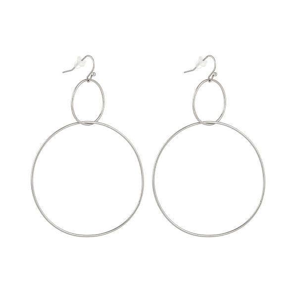 

PandaHall 304 Stainless Steel Dangle Earrings, with Plastic Ear Nuts, Ring, Stainless Steel Color, 70mm, Pin: 0.6mm 304 Stainless Steel