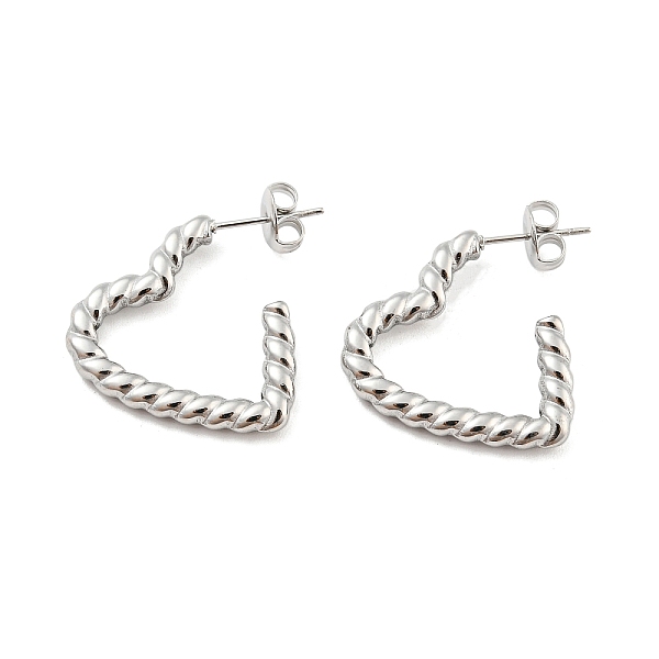 

PandaHall 304 Stainless Steel Stud Earring, Half Hoop Earrings for Women, Twist Heart Ring, Stainless Steel Color, 22x3mm 304 Stainless...
