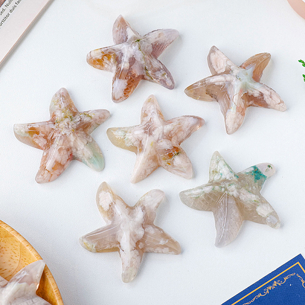 

PandaHall Starflish Resin Figurines, with Natural Cherry Blossom Agate Chips inside Statues for Home Office Decorations, 55~60mm Cherry...