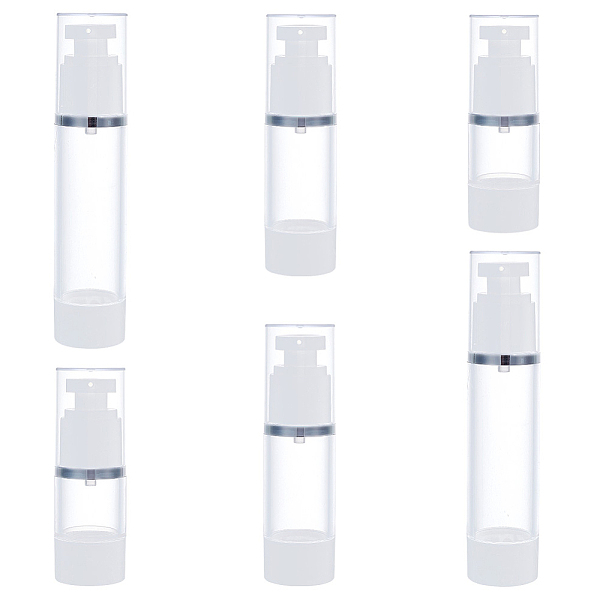 PandaHall BENECREAT 6Pcs 3 Style Clear Airless Lotion Pump Bottles, Refillable Plastic Travel Vacuum Bottles for Lotion Perfume Essential...