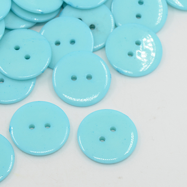 

PandaHall Acrylic Sewing Buttons, Plastic Buttons for Costume Design, 2-Hole, Dyed, Flat Round, Cyan, 15x2mm, Hole: 1mm Acrylic Flat Round...