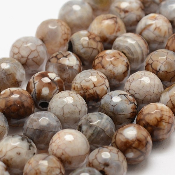 

PandaHall Faceted Natural Fire Crackle Agate Beads Strands, Round, Dyed & Heated, Khaki, 12mm, Hole: 1.5mm,about 30~32pcs/strand, 14 inch..., Yellow
