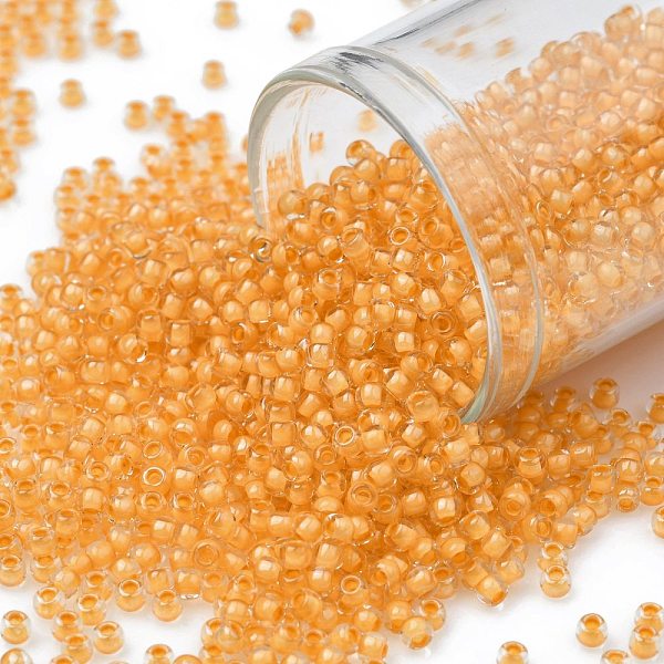 

PandaHall TOHO Round Seed Beads, Japanese Seed Beads, (962) Inside Color Crystal/Topaz Lined, 11/0, 2.2mm, Hole: 0.8mm, about 5555pcs/50g..., Brown
